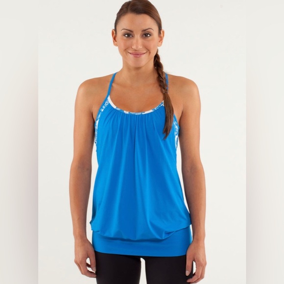 Lululemon No Limits Tank Beaming blue Laceoflage size 4 - Picture 2 of 5